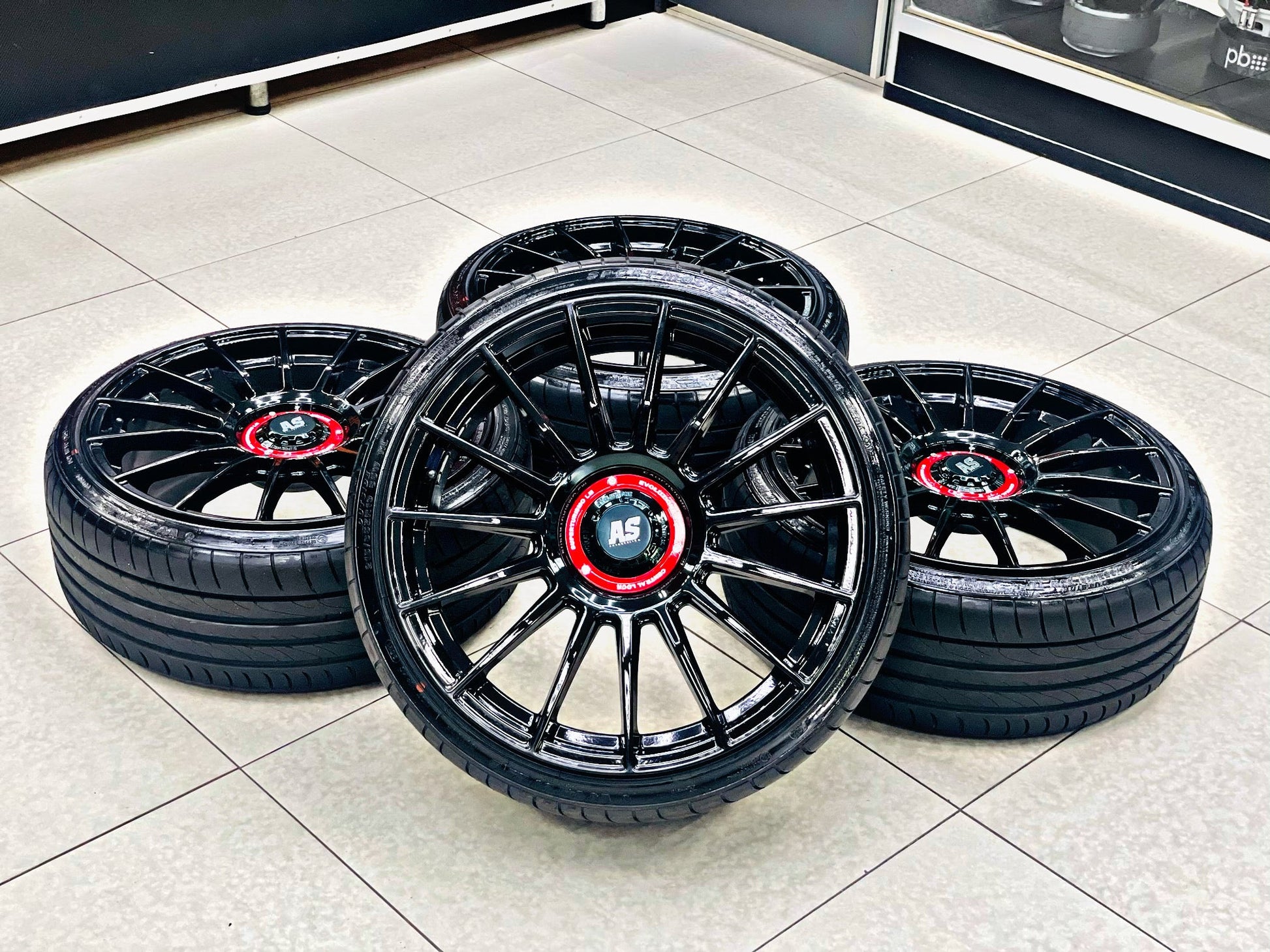 19” AS-SUPERTURISMO  5/112 & 5x100 multi PCD  GLOSS BLACK WITH 215/35/19 TYRES