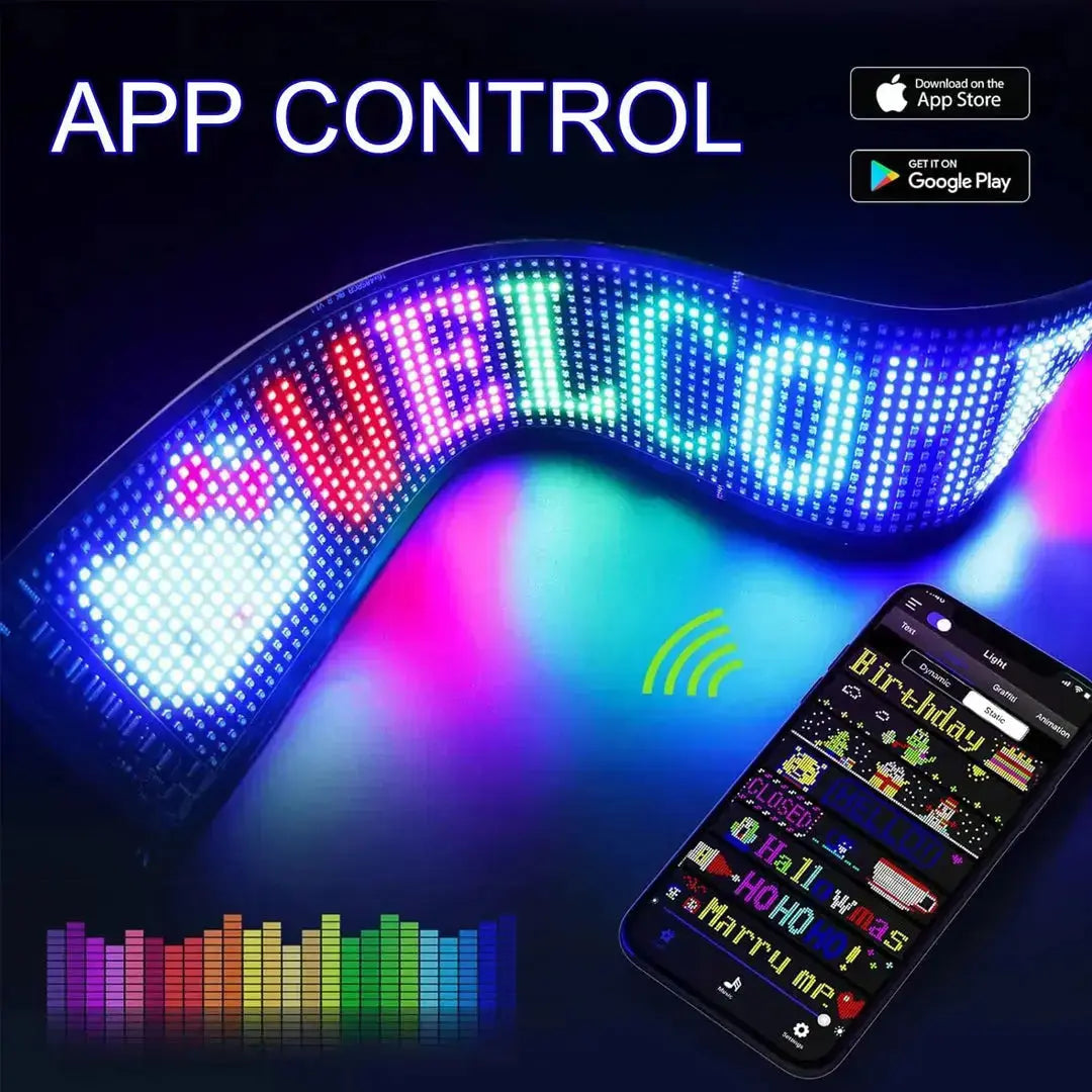 Customisable App Controlled Matrix LED Panel Display Screen - (120mm x 595mm)