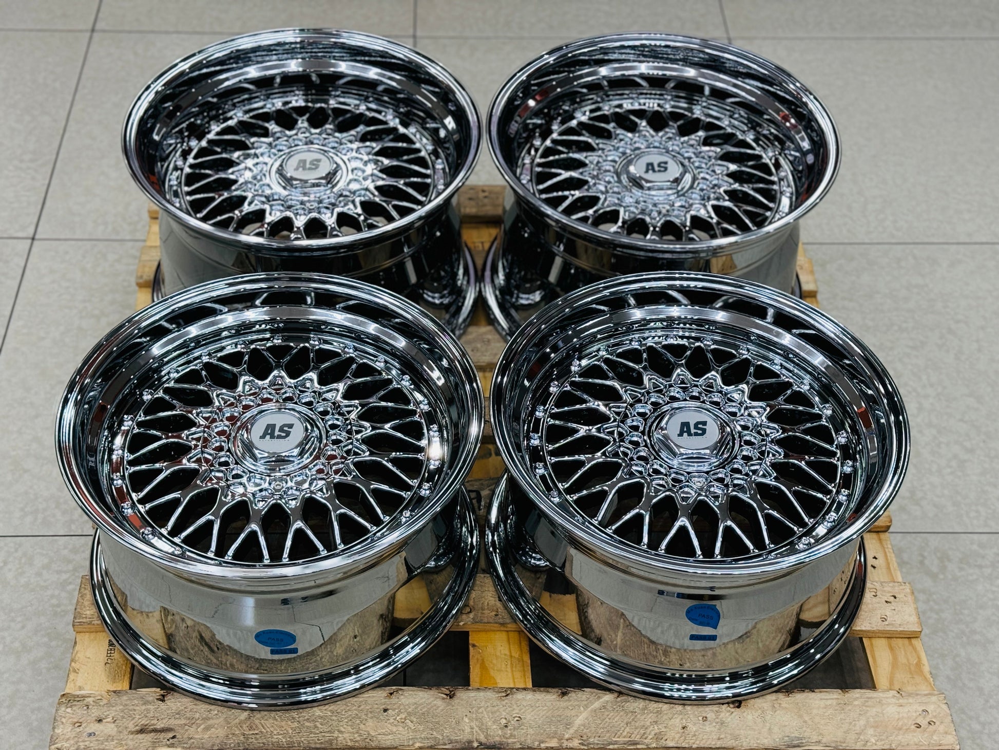 17” AS® CHROME WITH CHROME STUDS  4x100 & 5x100 10j rear