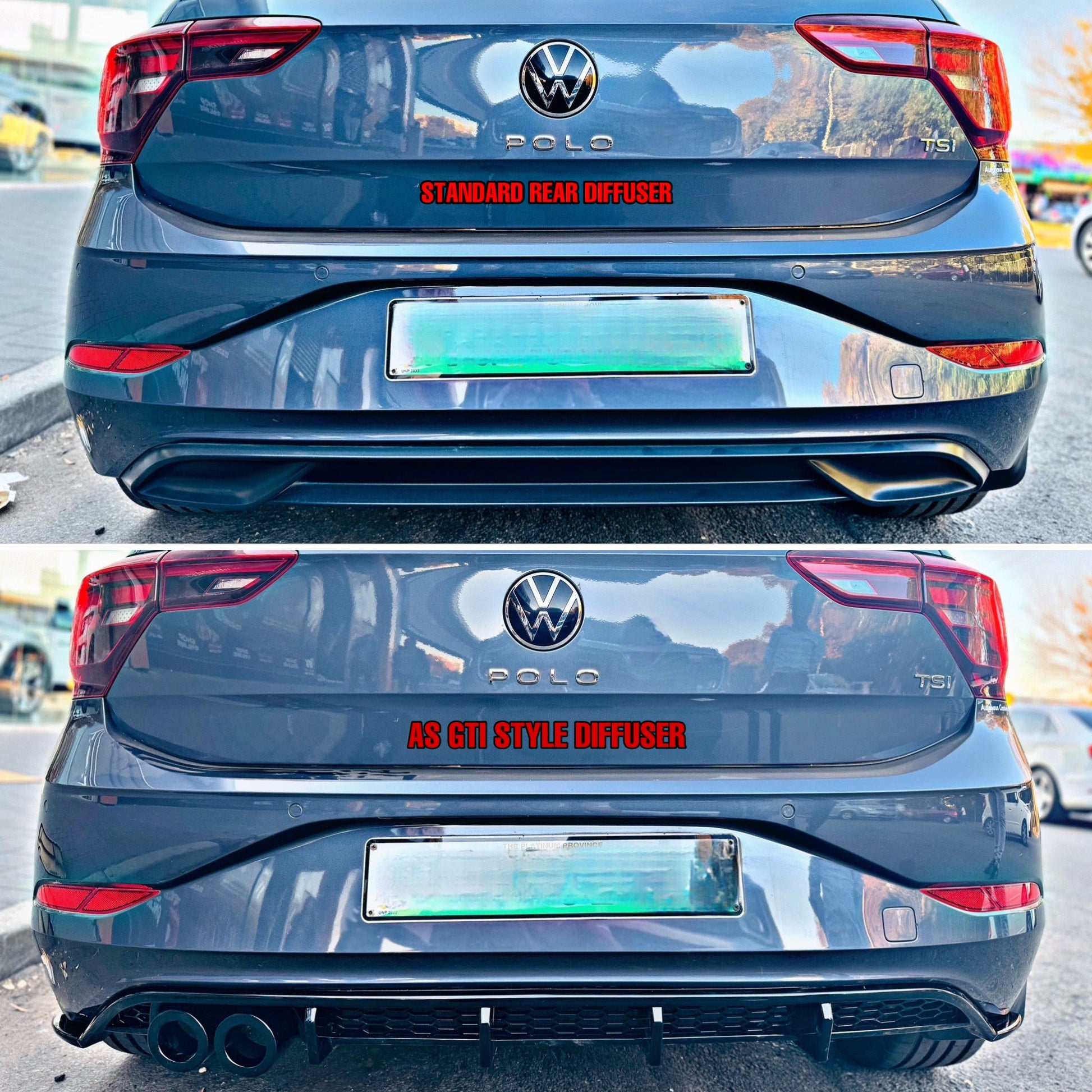 VW POLO 8 / AW TSI TO GTI STYLE AK REAR DIFFUSER GLOSS BLACK