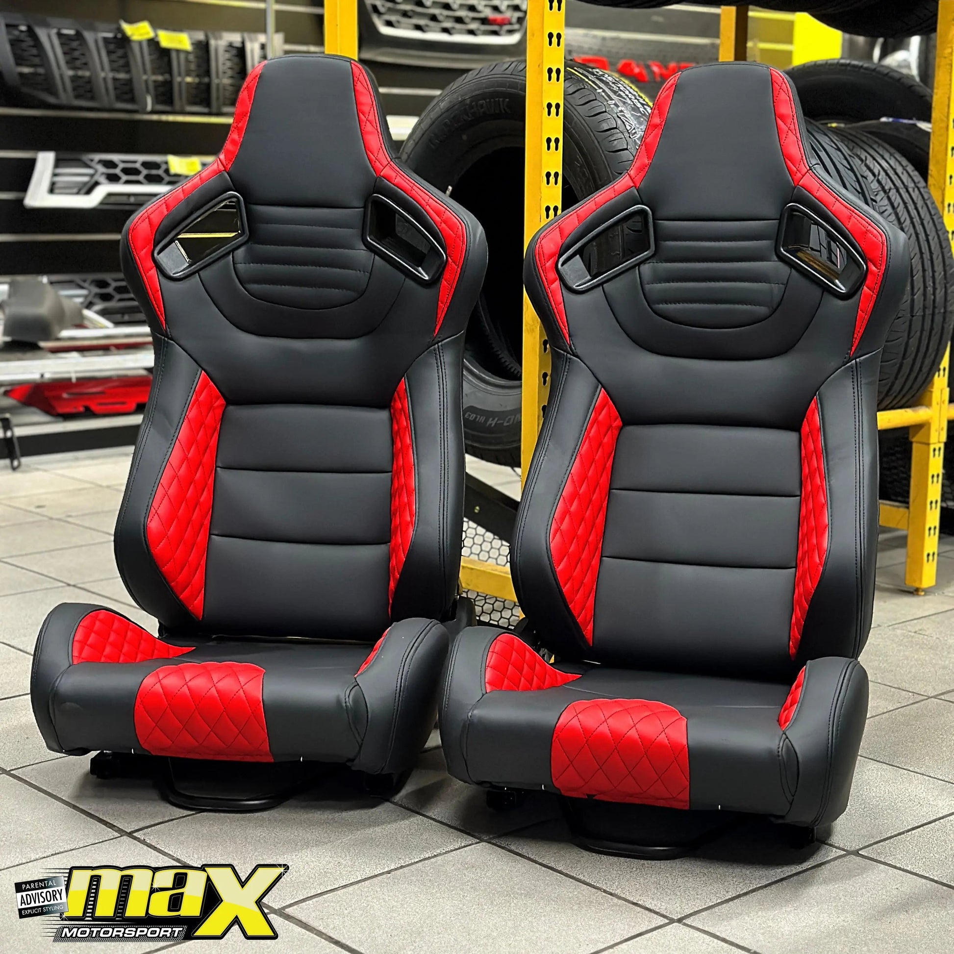 Reclinable Wingback Racing Seats PVC (Pair)