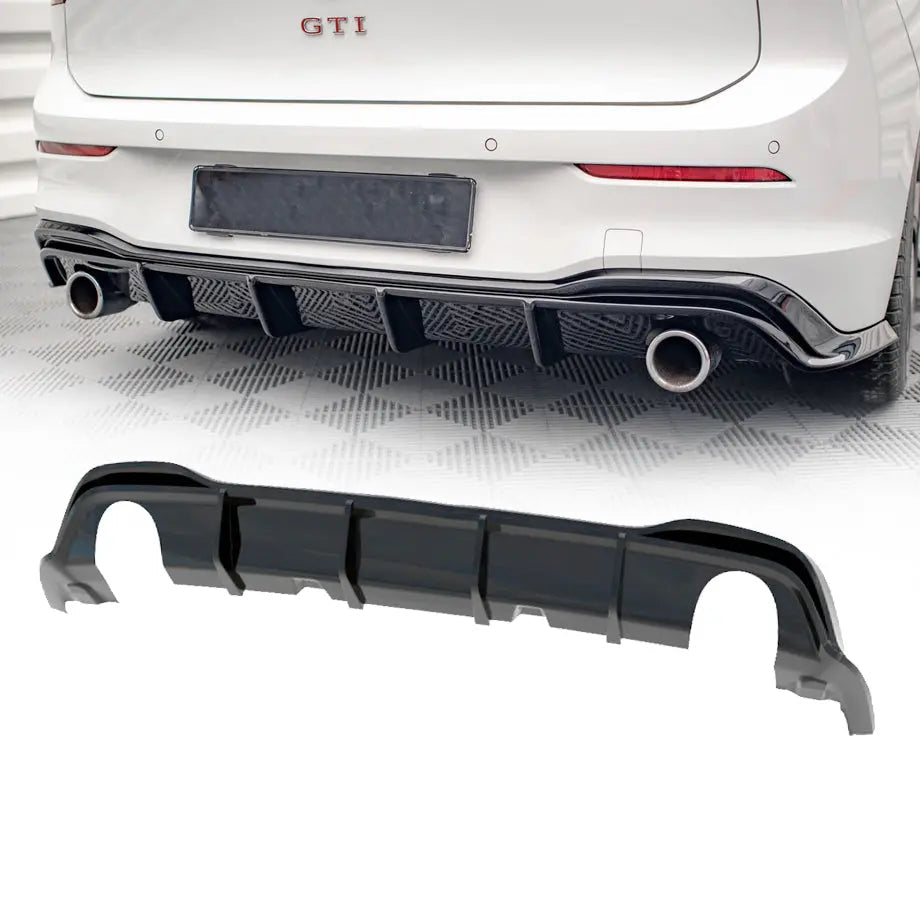 Suitable To Fit - VW Golf 8 GTI Maxton V1-Style Gloss Black Diffuser