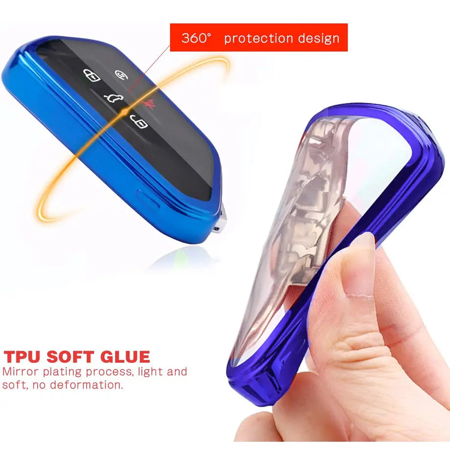 Suitable To Fit- VW Golf 8 Soft Shell Key Case Cover - Blue