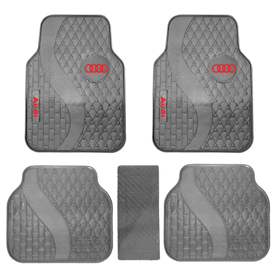 Suitable To Fit - Audi 5-Piece Rubber Car Mats (Red)