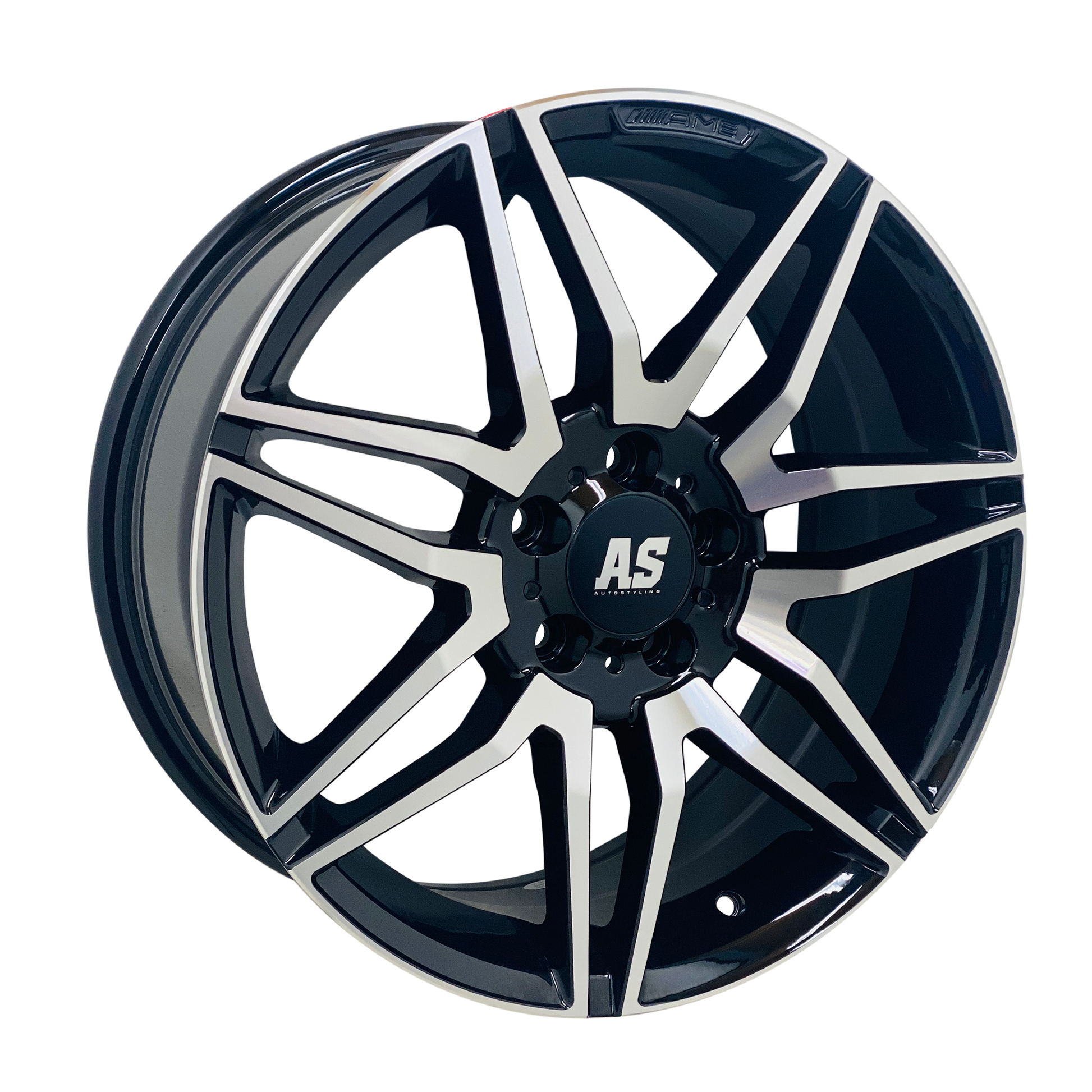 18” AS- AMG LINE 5/112 BLACK SILVER FACE