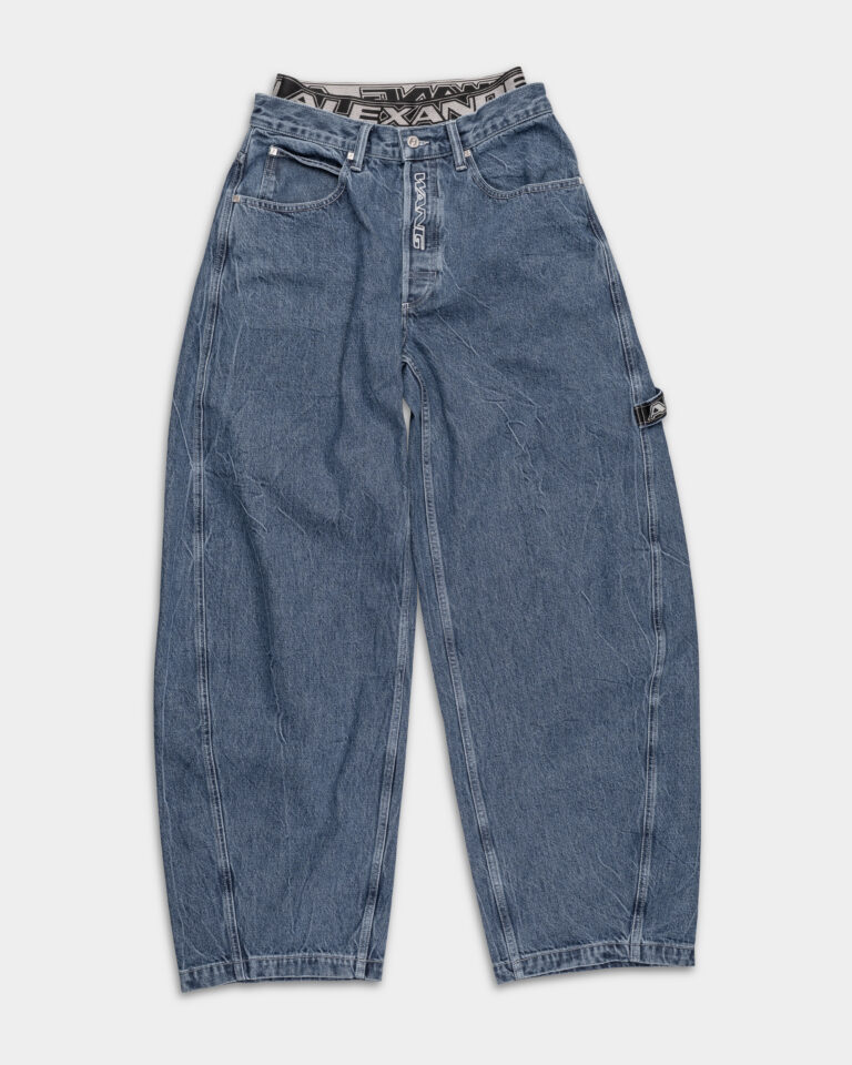 Alexander Wang Logo Elastic Prestyle Rounded Jean Deep Blue 4DC2254706 401