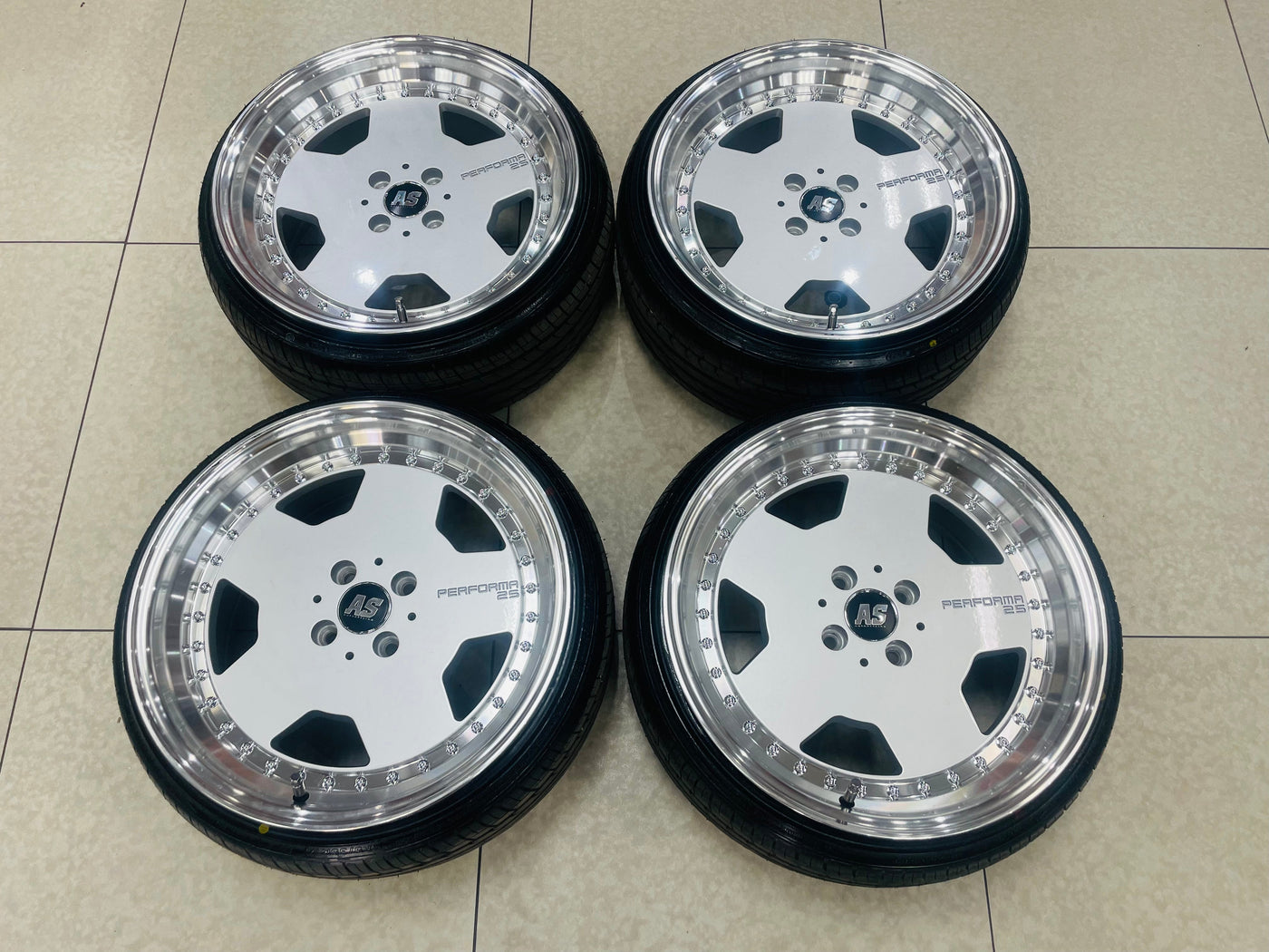 17 AS PERFORMA DISPALY SET rims & tyres ( BASICALLY BRAND NEW )
