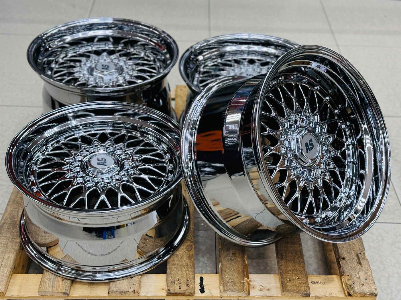 17” AS® CHROME WITH CHROME STUDS  4x100 & 5x100 10j rear