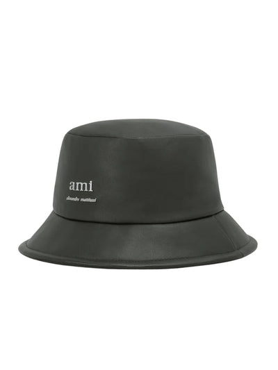 Ami Bucket Hat Alexandre Mattiussi Lamb Leather Dark Olive