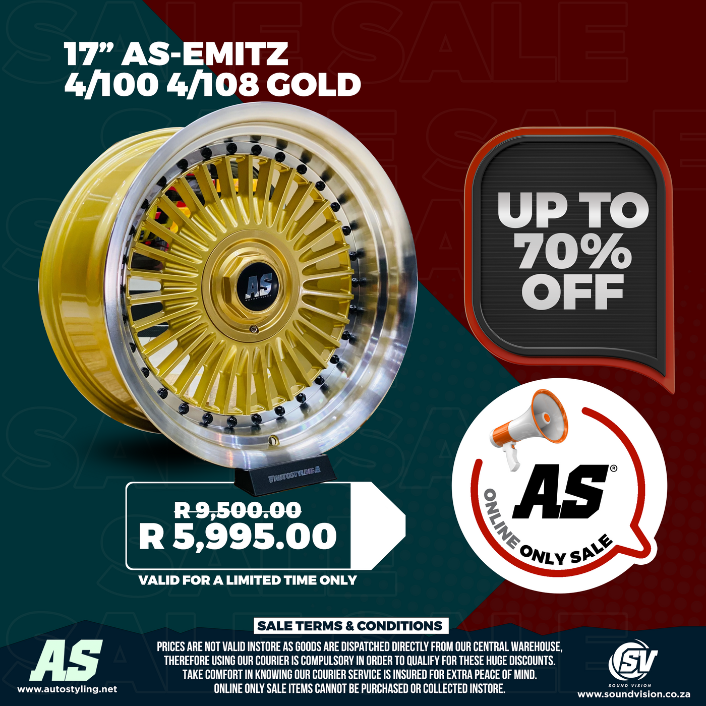 17” AS-EMITZ 4/100 4/108 GOLD
