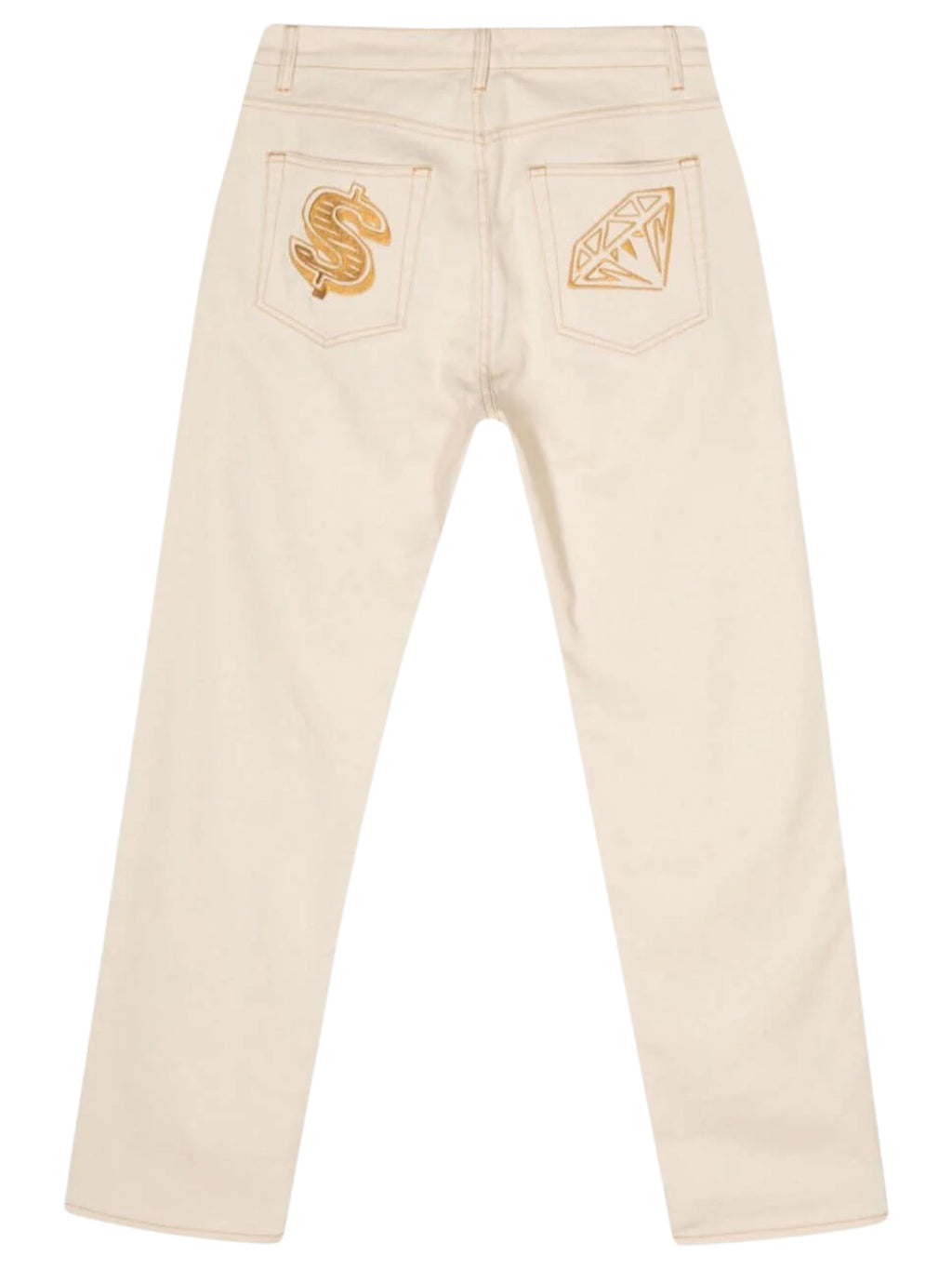 Billionaire Boys Club Jeans Diamond & Dollar Embroidered Ecru