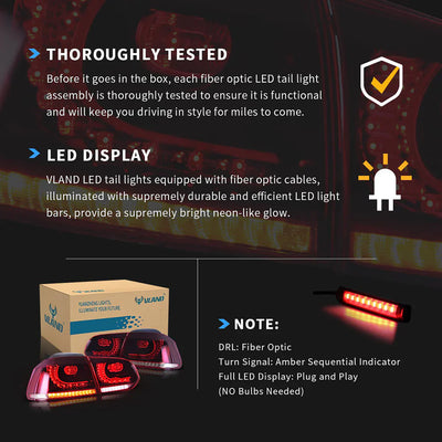 VW Golf 6 MK6 2008-2013 VLAND TAIL-LIGHTS With Sequential indicators