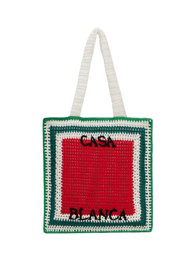 Casablanca  Bag Tote Crochet Knit Redwhitegreen
