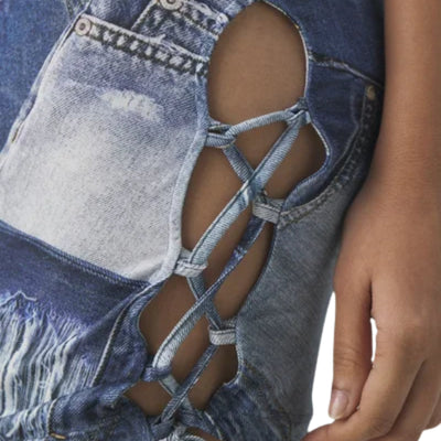 Chiara Ferragni Dress Long Denim Patchwork Blue