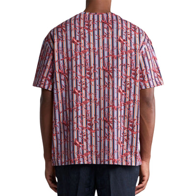 Etro T-Shirt Striped Allover Print Red-Blue