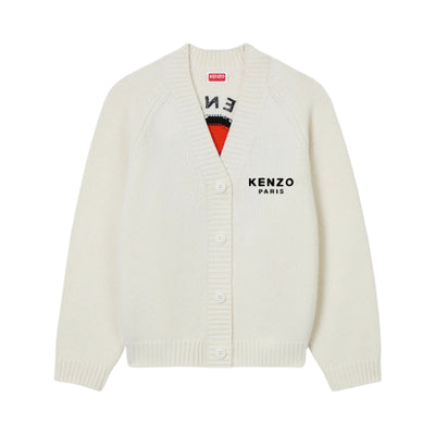 Kenzo Cardigan Boke Flower Logo White
