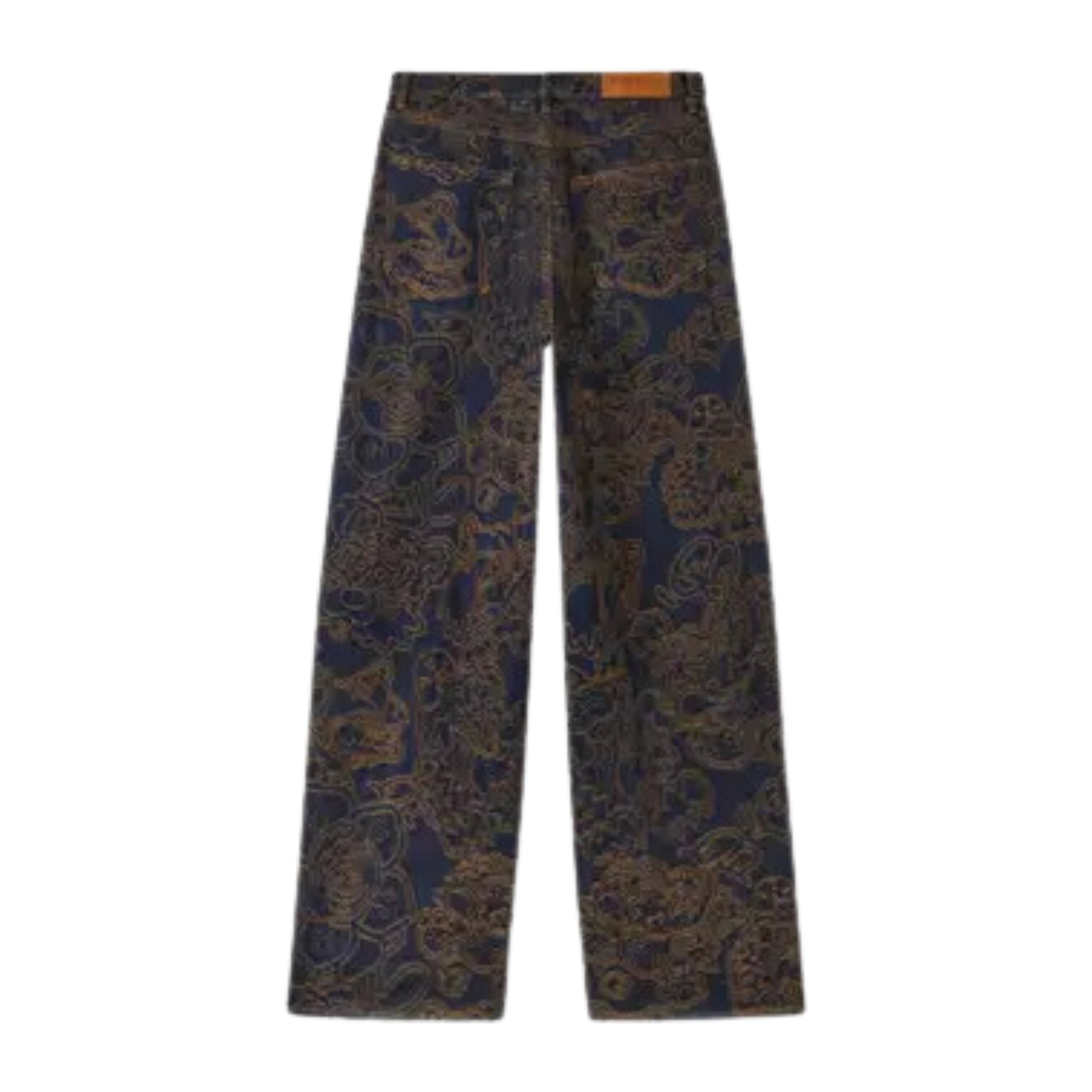 Kenzo Jeans Allover Print Wide Leg Brown-Blue