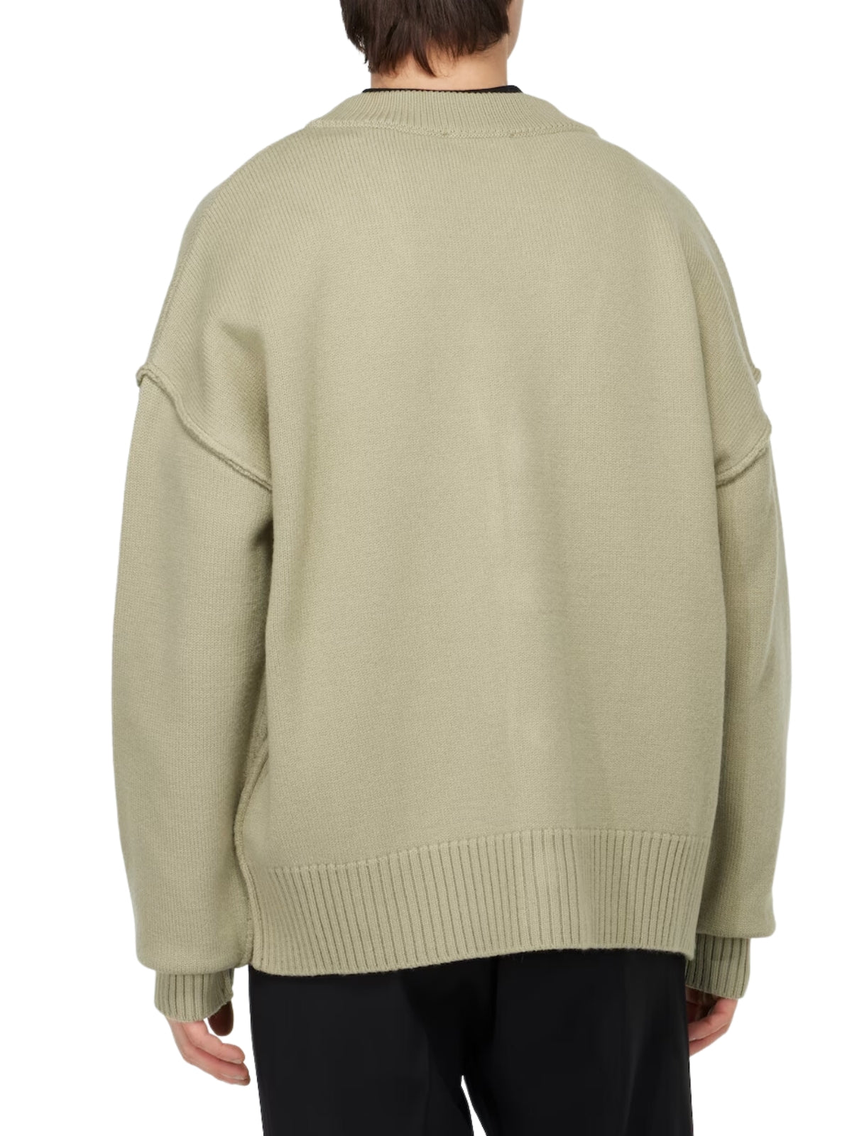 Ami Cardigan Logo Sage-Off White