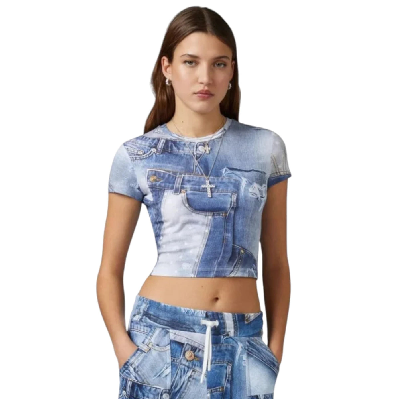 Chiara T-Shirtdenim Patchwork Blue