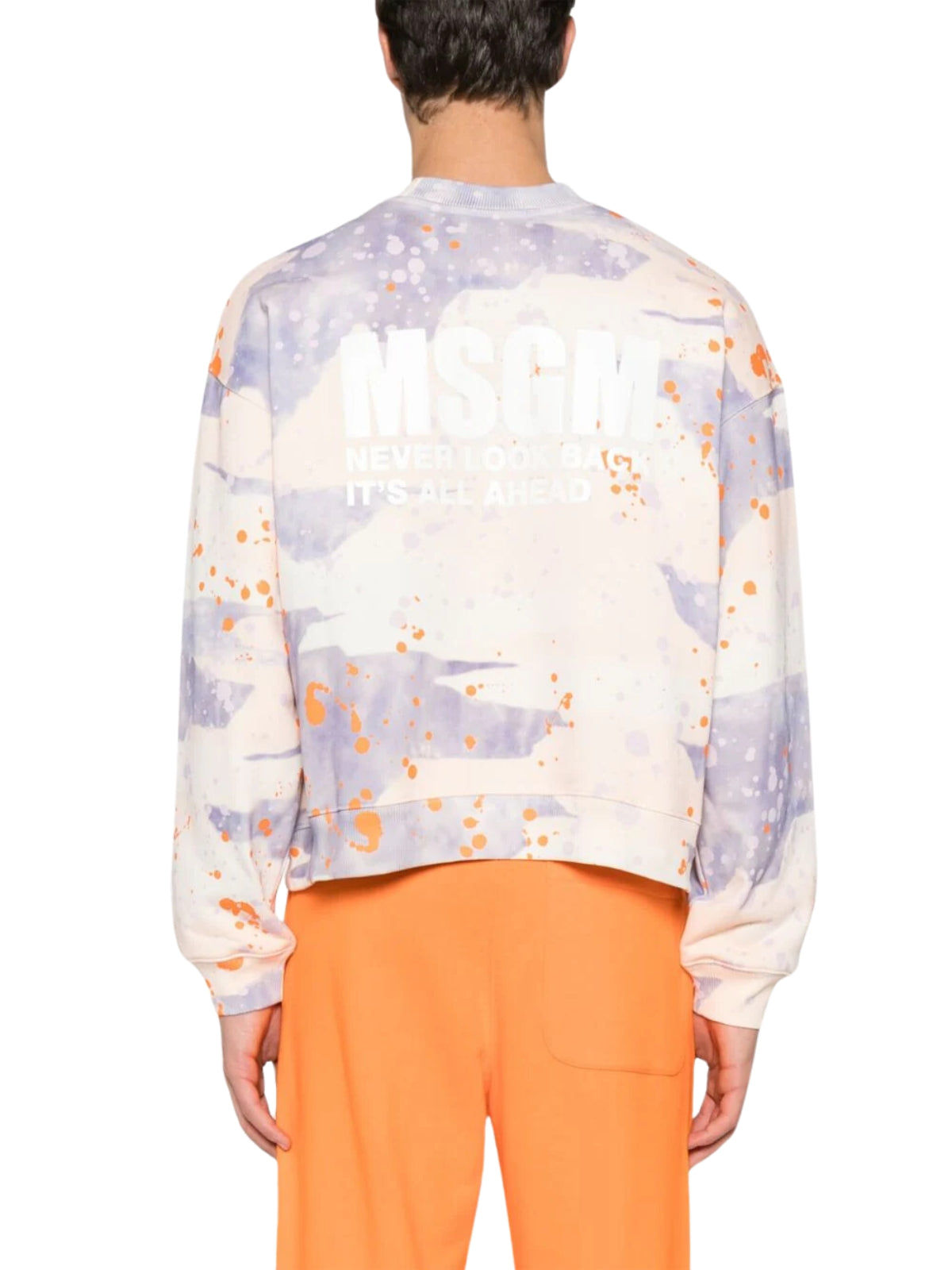 Msgm Sweater Allover Print Logo Lilac-Cream