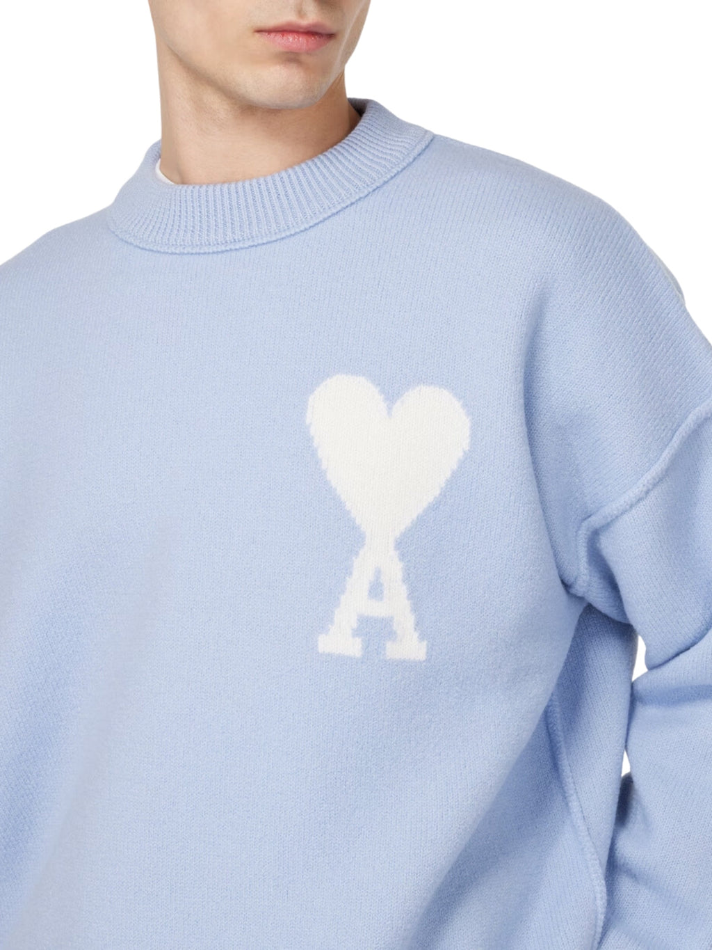 Ami Sweater Logo Heather Cashmere Blue