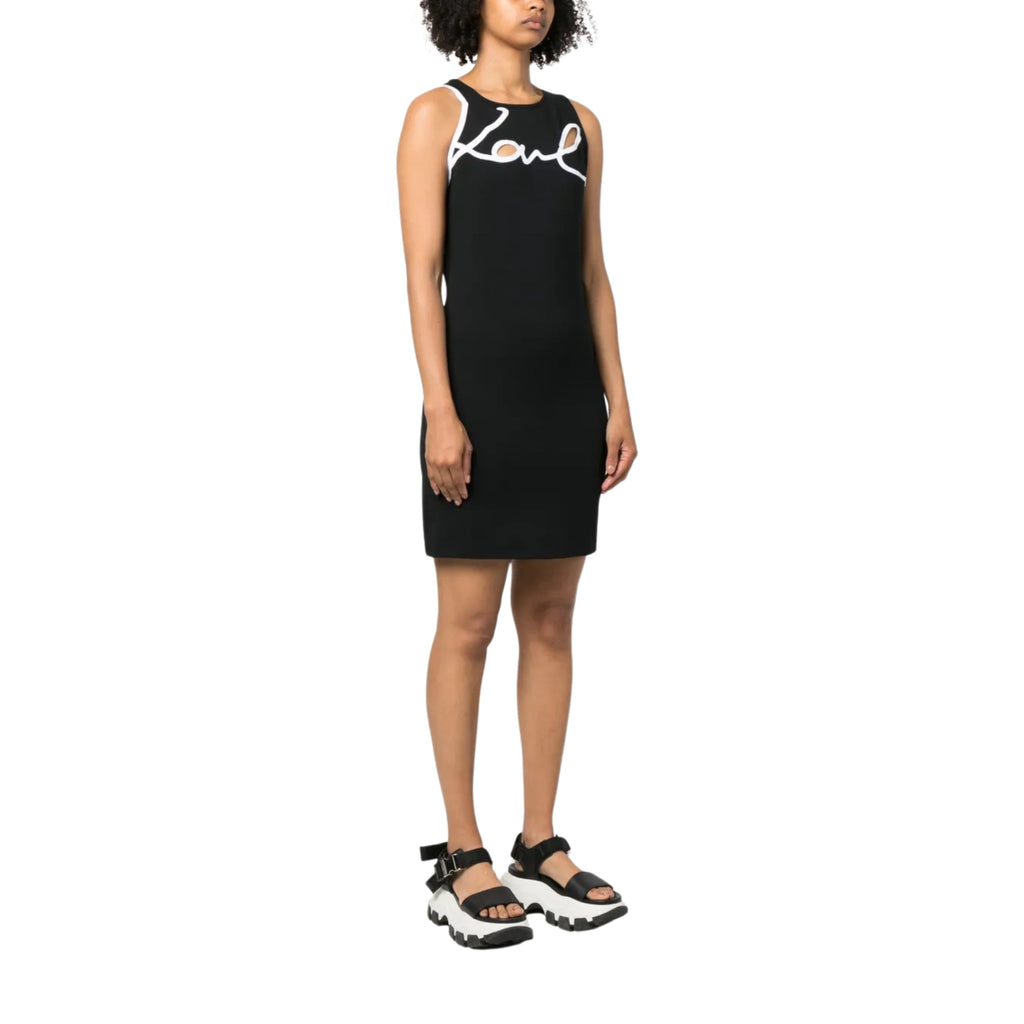 Karl Lagerfeld Dress Cut Out Signature Logo Black