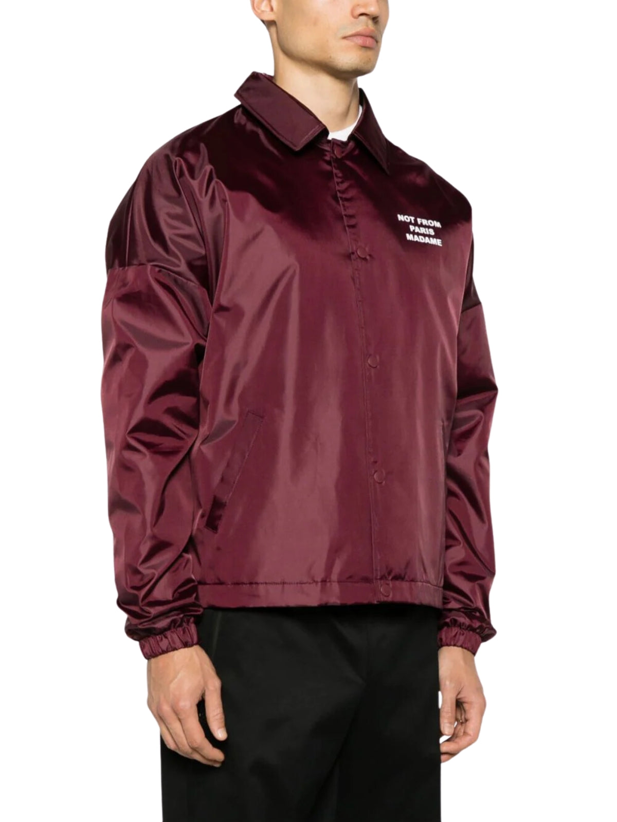 Drole De Monsieur Jacket Stud Slogan Maron