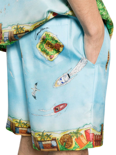 Casablanca Shorts Silk Maison Sur Piloti Blue