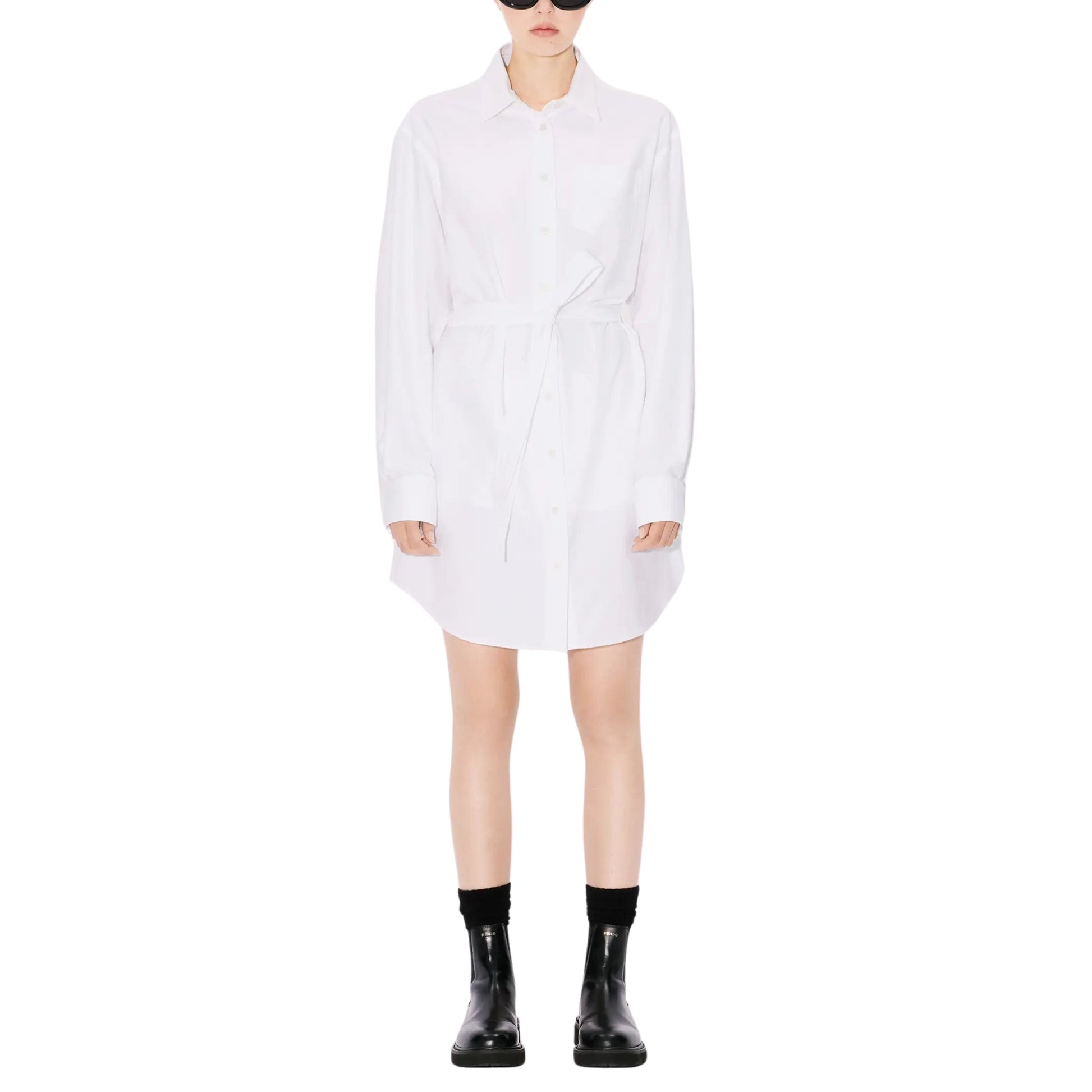 Kenzo Shirt Ladies Long With Belt White