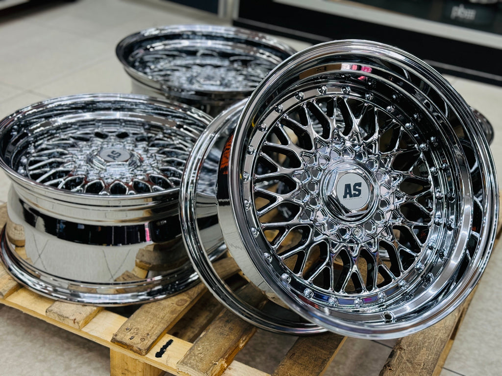 17” AS® CHROME WITH CHROME STUDS  4x100 & 5x100 10j rear