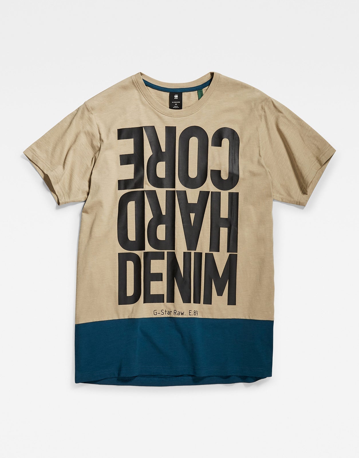 G-Star RAW Hard Core Denim Color Block T-Shirt Brown
