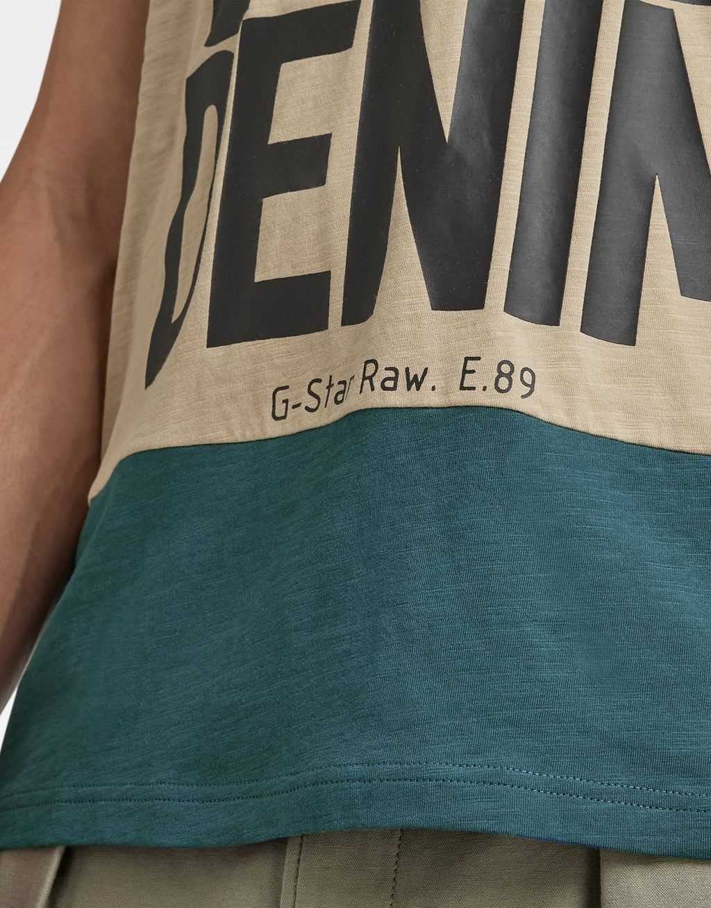 G-Star RAW Hard Core Denim Color Block T-Shirt Brown