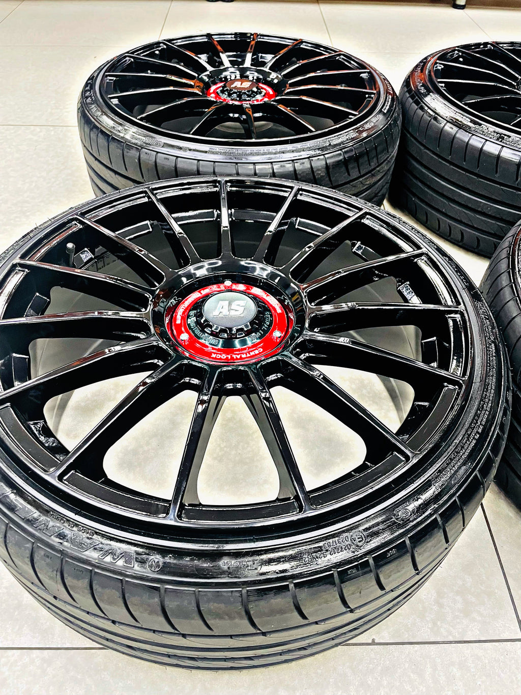 19” AS-SUPERTURISMO  5/112 & 5x100 multi PCD  GLOSS BLACK WITH 215/35/19 TYRES