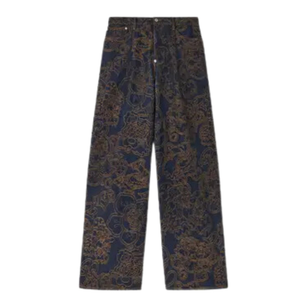 Kenzo Jeans Allover Print Wide Leg Brown-Blue
