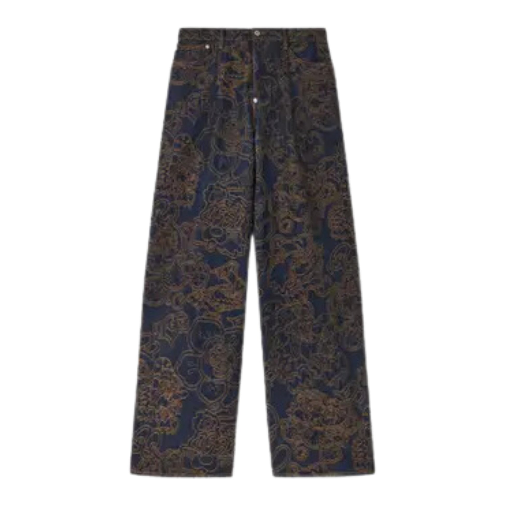 Kenzo Jeans Allover Print Wide Leg Brown-Blue