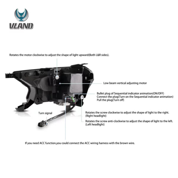 Ford Ranger VLAND Headlights Tri-Projector style 2016+