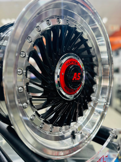 15” AS- SUPERFIN GLOSS BLACK 4/100 4/114  wheels