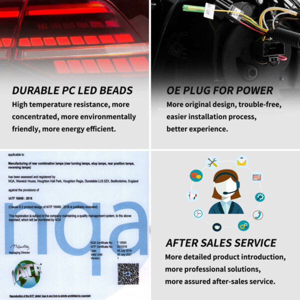 Golf MK7 2013-2021 Hatchback Vland LED Tail Lights with Sequential Turn Signal DOES NOT fit for Golf GTI and Golf R models