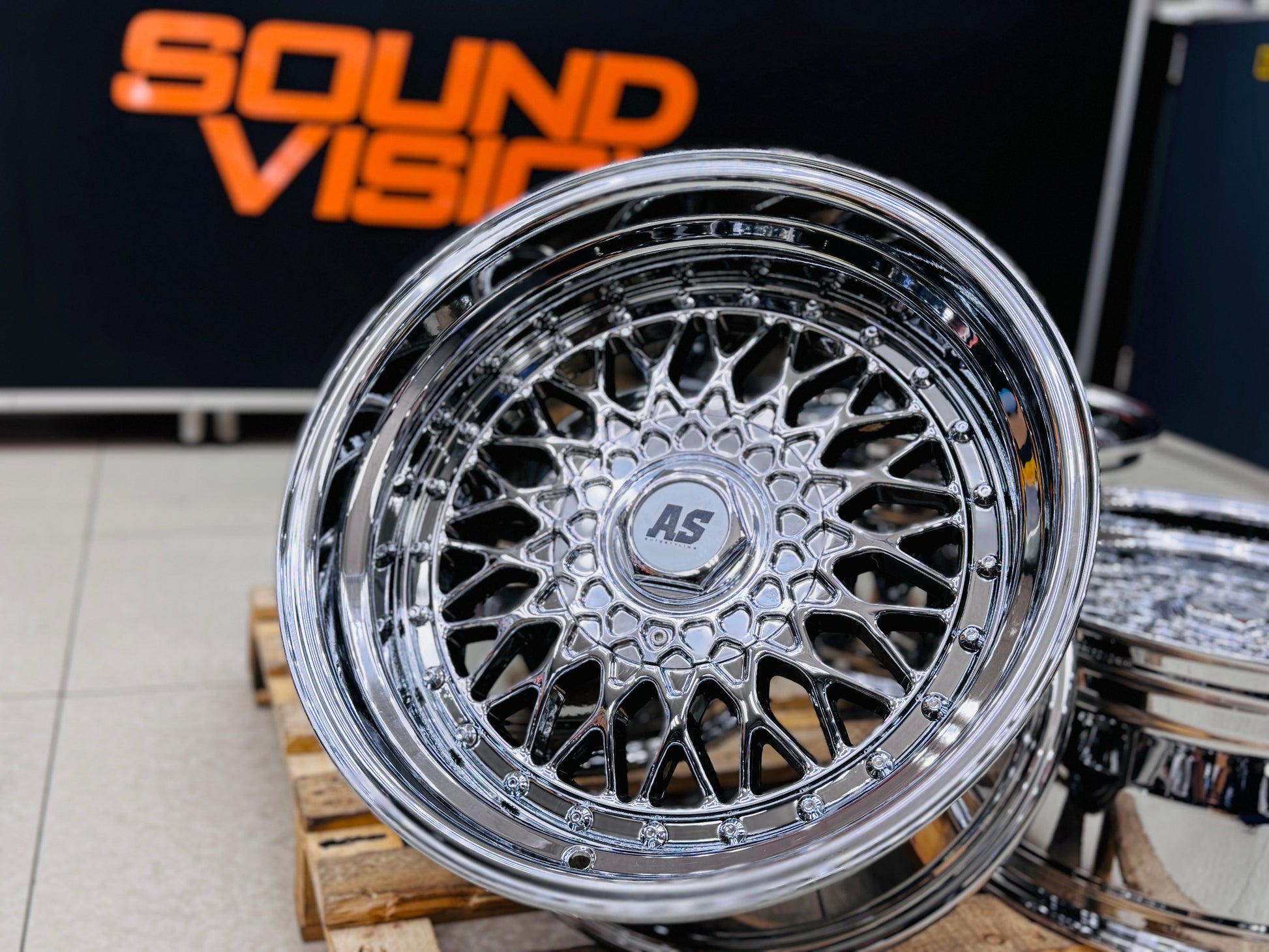 17” AS® CHROME WITH CHROME STUDS  4x100 & 5x100 10j rear