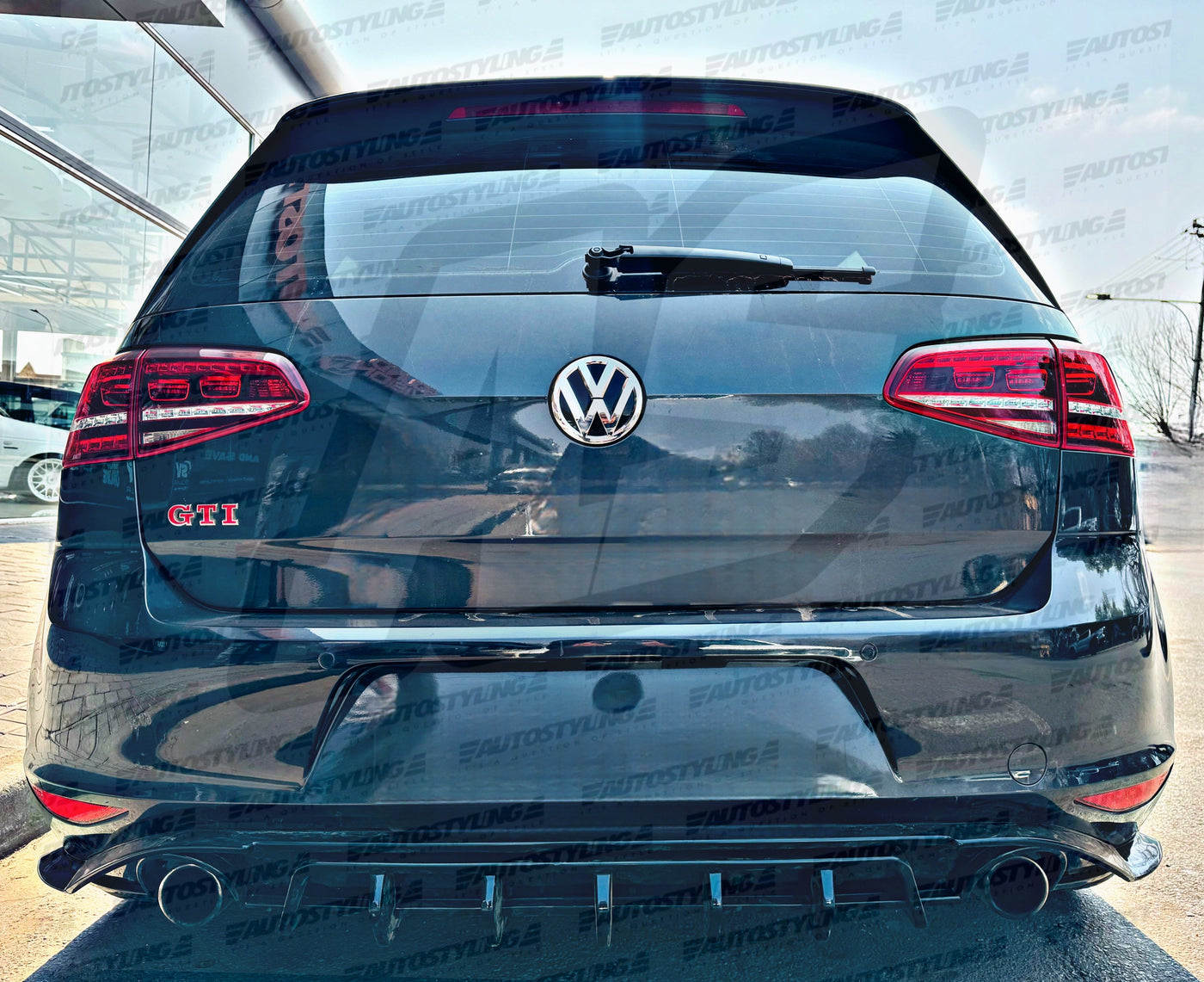 VW GOLF 7 GTI AK REAR DIFFUSER GLOSS BLACK NO LED