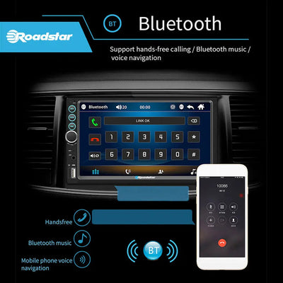 7 Inch Roadstar MP5 Double Din With Apple Carplay & Android Auto + Steering Wheel Control Remote