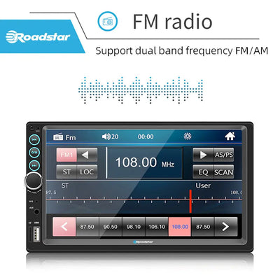 7 Inch Roadstar MP5 Double Din With Apple Carplay & Android Auto + Steering Wheel Control Remote