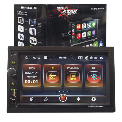 7 Inch Star Sound SSMP5-7670BTAC MP5 Double Din With Apple Carplay & Android Auto