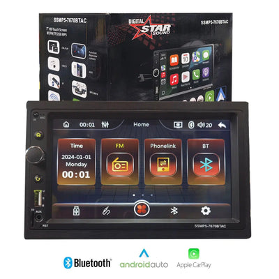 7 Inch Star Sound SSMP5-7670BTAC MP5 Double Din With Apple Carplay & Android Auto