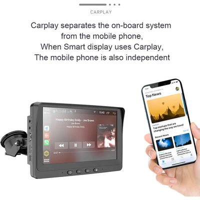 7 Inch - Universal Dash-Mount Monitor Screen With Apple Carplay & Android Auto