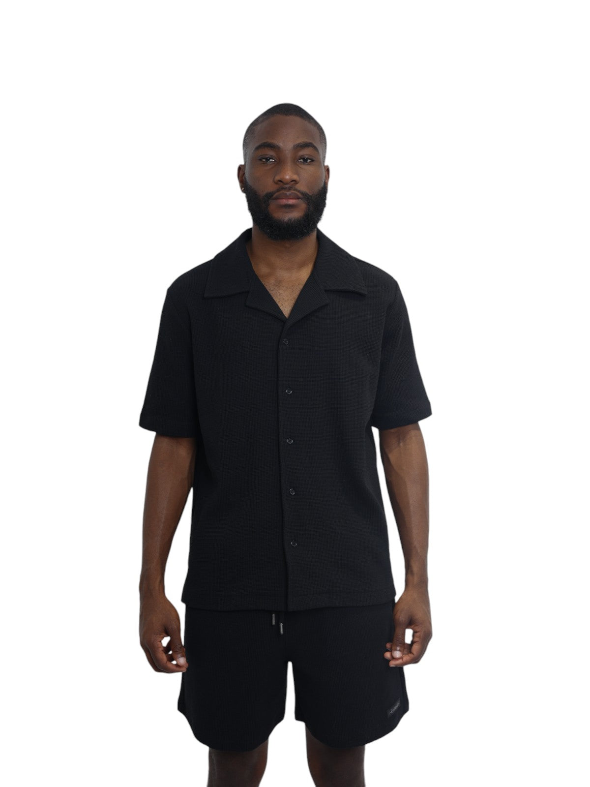 Capone Shirt Textured Basic Black