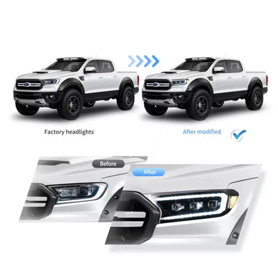 Ford Ranger VLAND Headlights Tri-Projector style 2016+