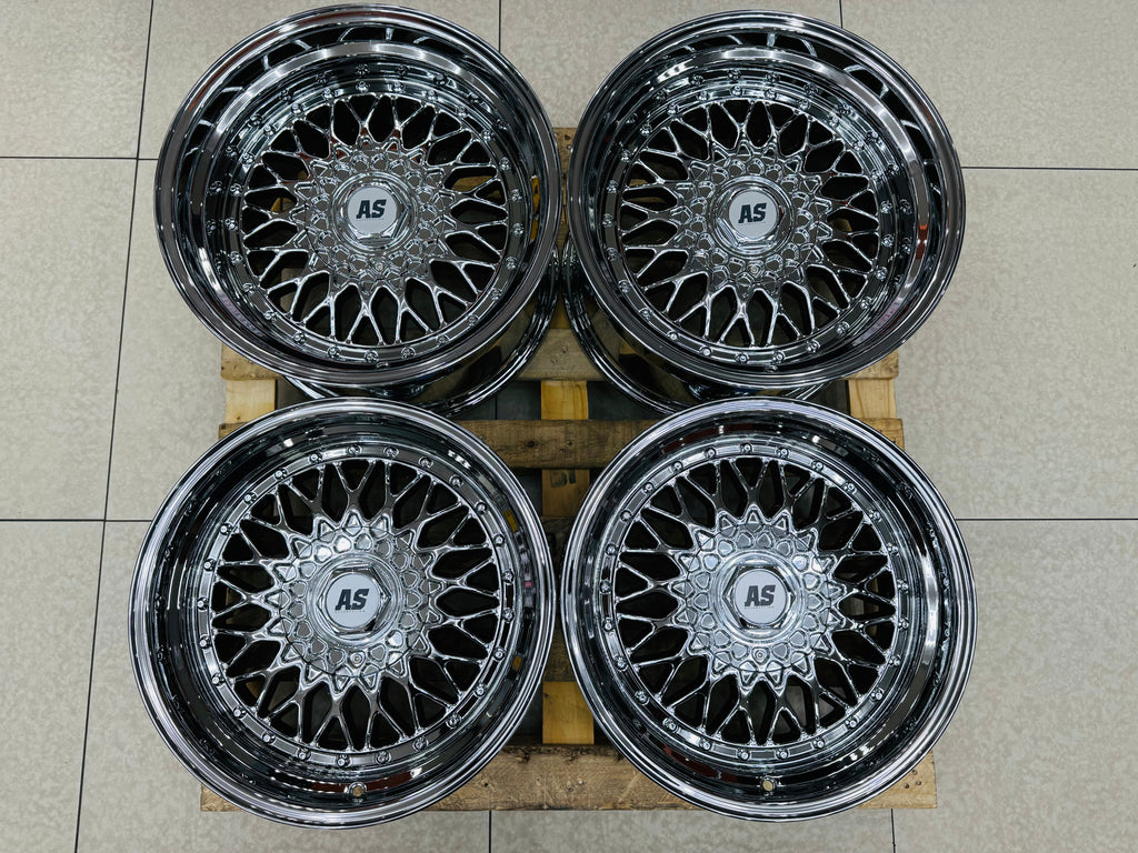 17” AS® CHROME WITH CHROME STUDS  4x100 & 5x100 10j rear