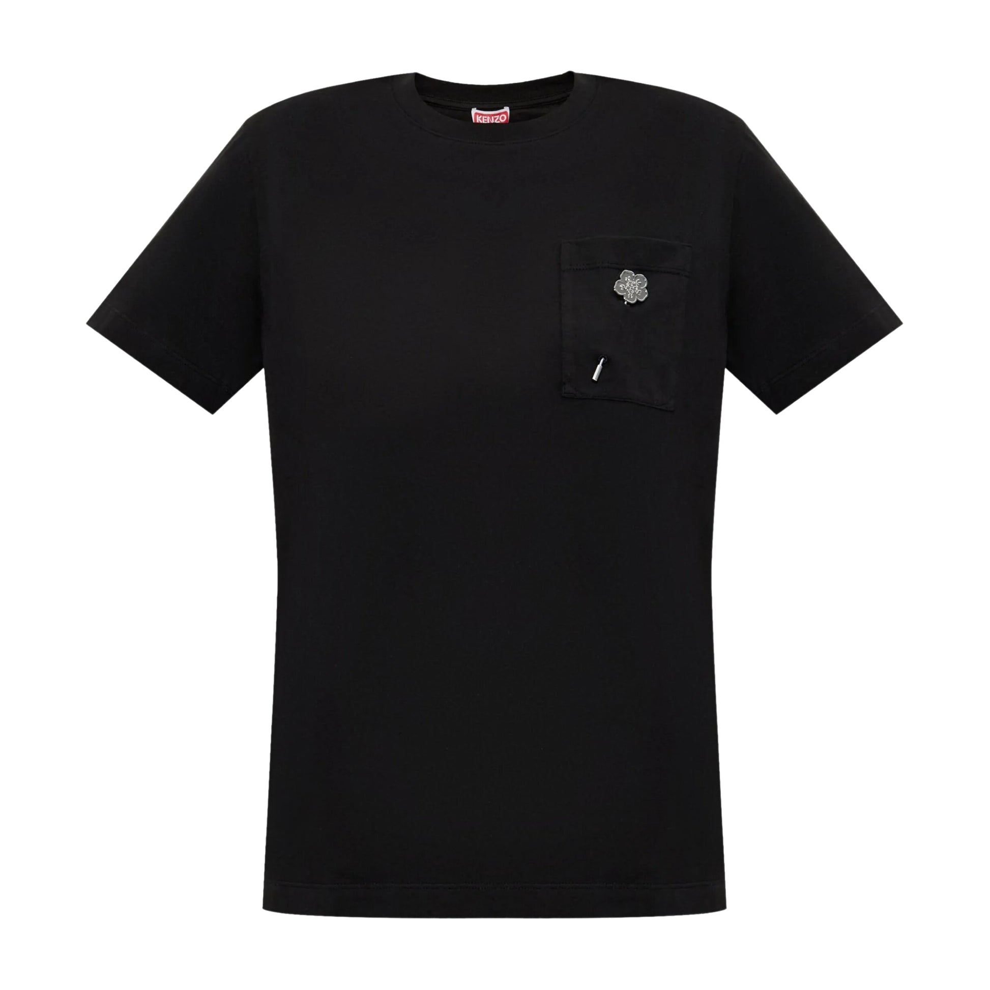 Kenzo T-Shirt Ladies Boke Flower On Pocket Black