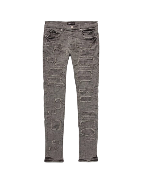 Purple Jeans Overdye Patch Repair Charcoal